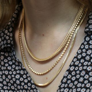 Triple Layer Faux Gold Plated Mixed Chain Necklace by Peace of Mind